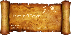 Fricz Márton névjegykártya