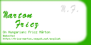marton fricz business card